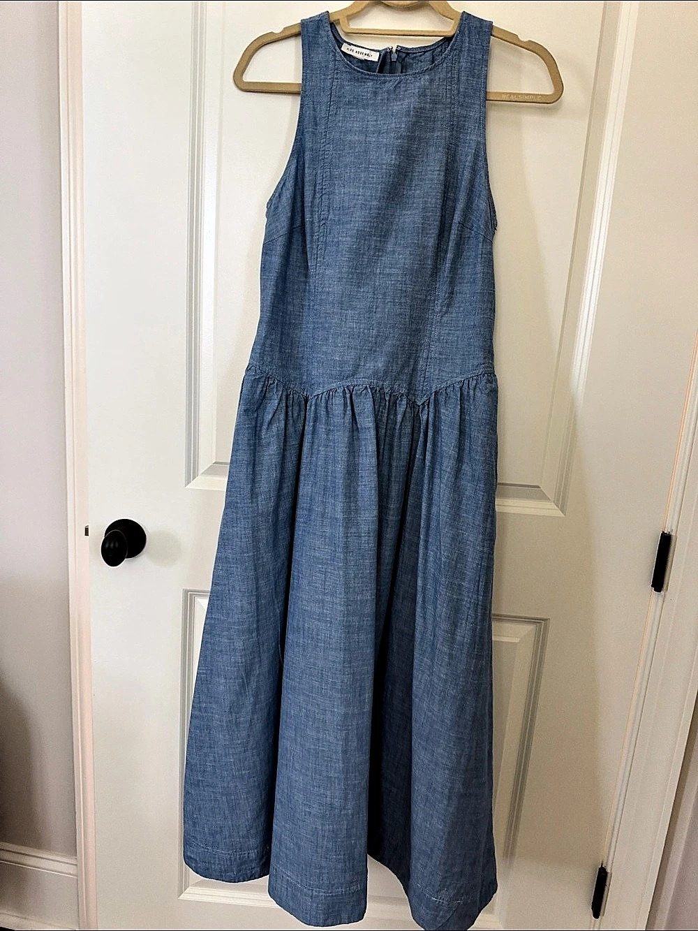Free Assembly Sleeveless Cotton Racer Back Maxi Dress Blue